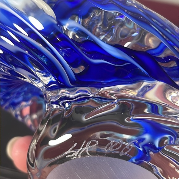 Schmidt Rhea Ocean Wave Spiral Twist Art Glass Paperweight Signed - Picture 8 of 12